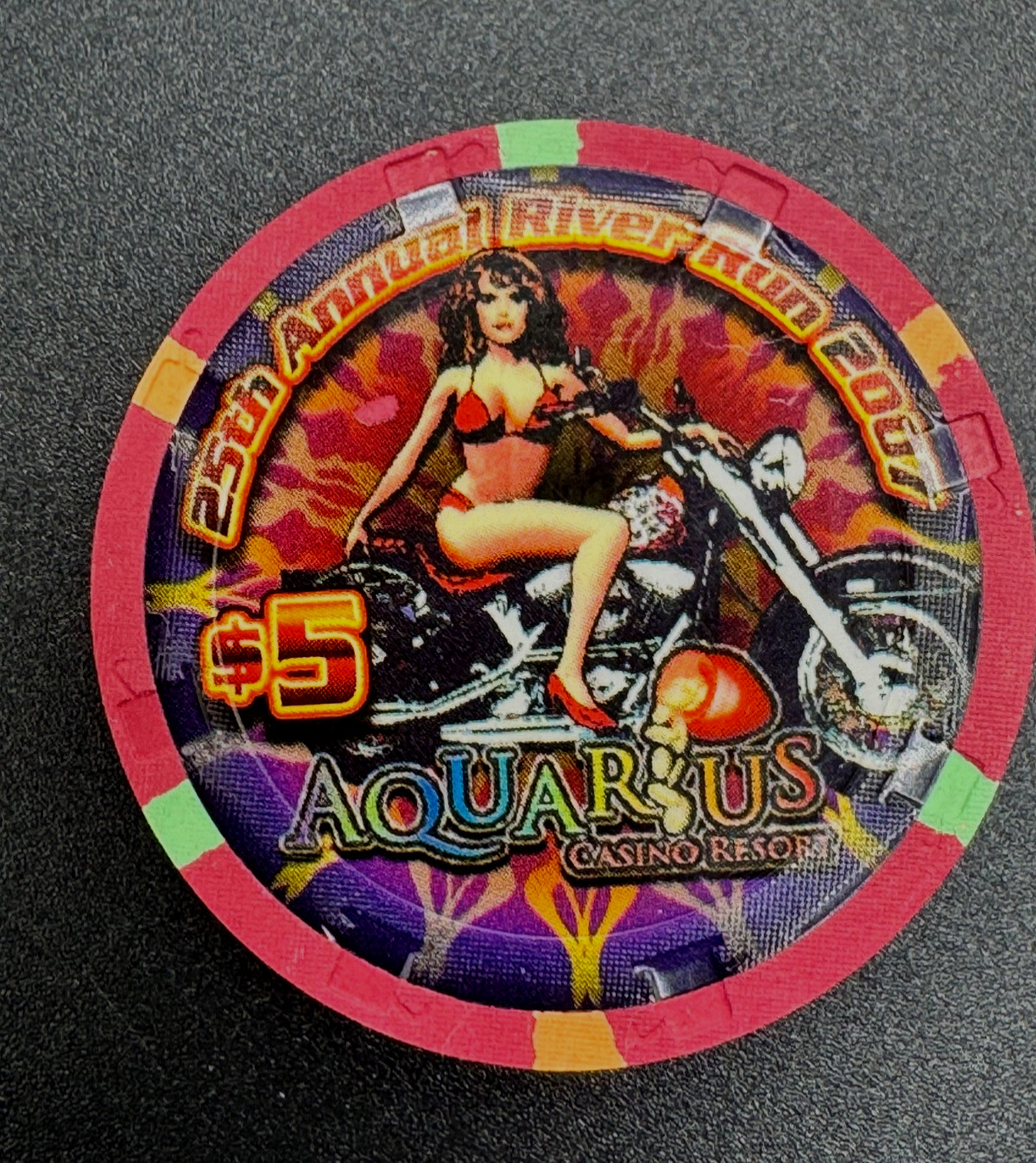 Aquarius Laughlin NV $5 25th Annual River Run 2007 Casino Chip#632