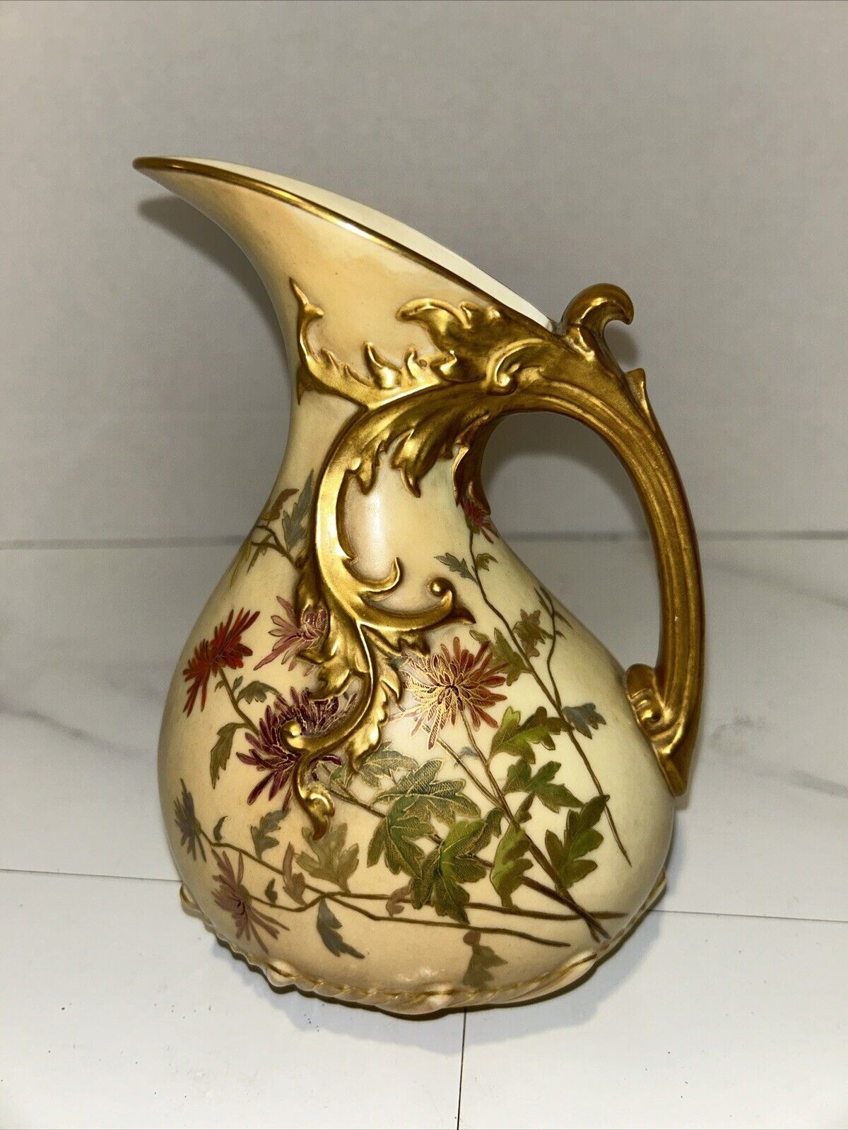 Antique Royal Worchester England Hand Painted Pitcher #1439
