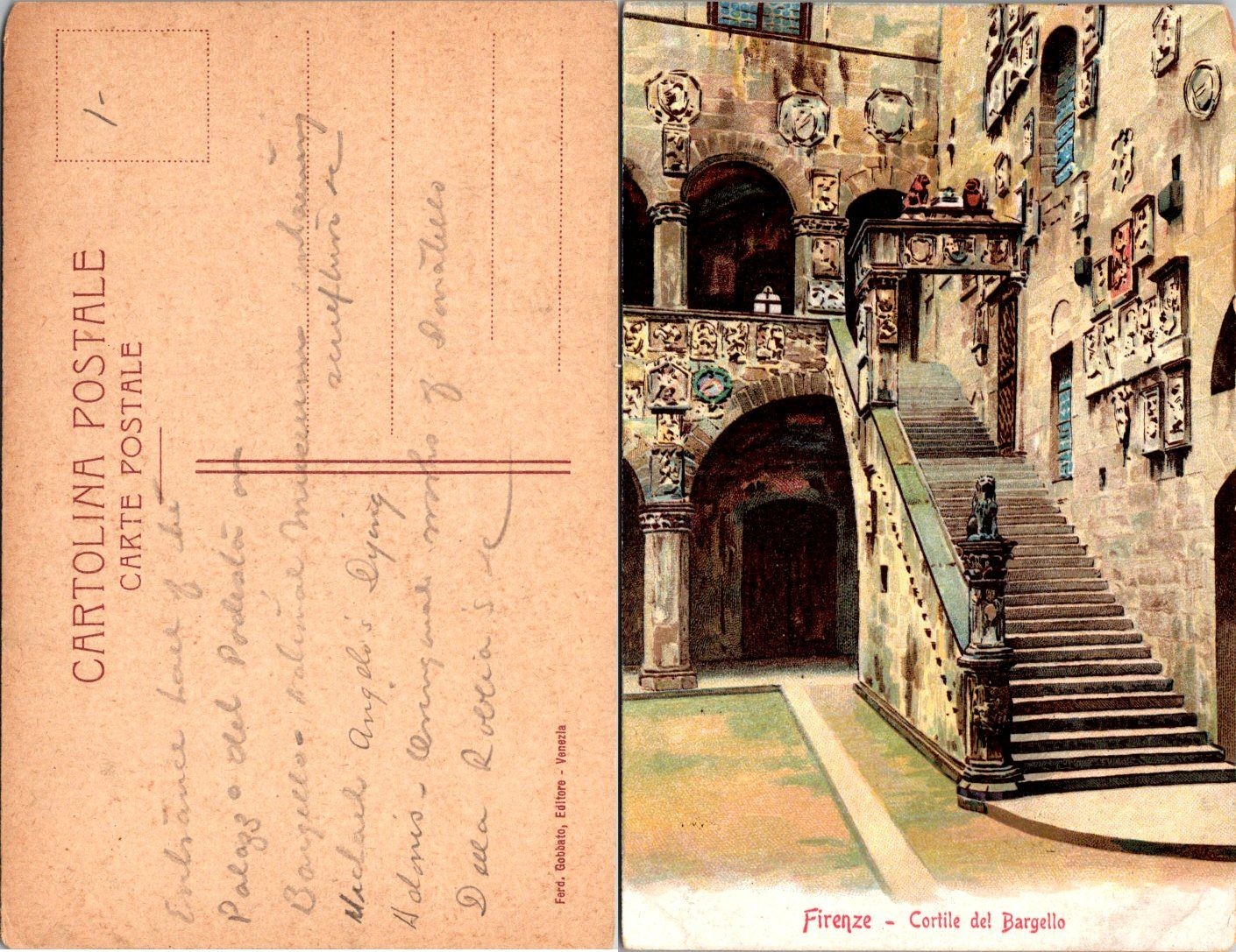 Firenze Cortile del Bargello Postcard Italy Florence Vintage Unposted