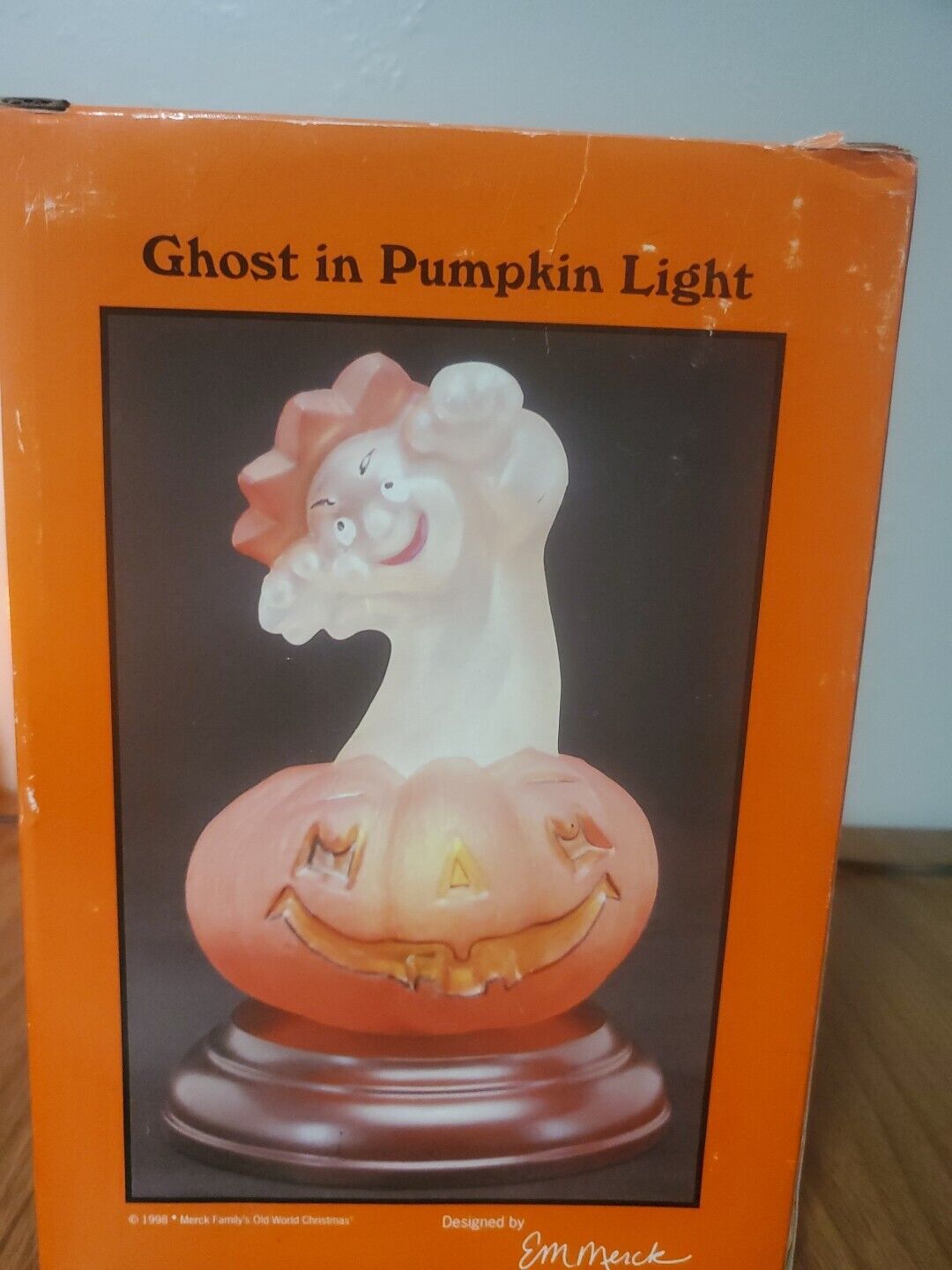 Old World Christmas 1998 Ghost in Pumpkin Glass Light