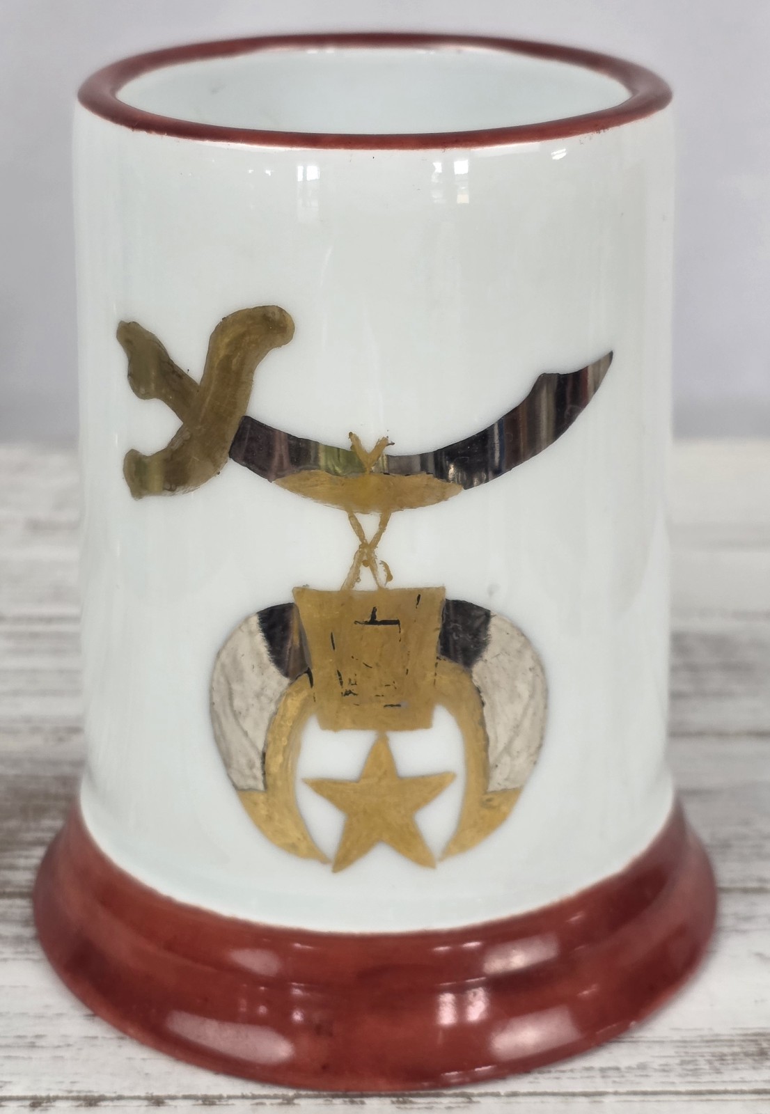 Rare Antique Royal Bavaria Shriners Fraternity Gold/Silver Logo Beer Mug