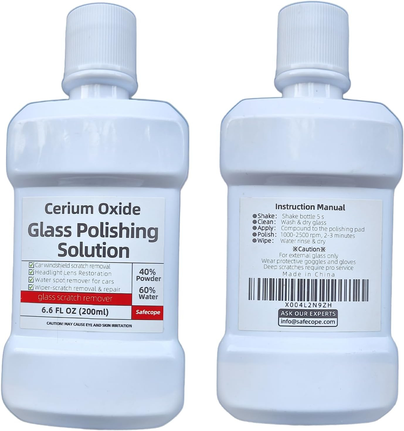 6.6 Fl Oz (200 Ml) Cerium Oxide Glass Polishing Solution - for Removing: Oil Fil 6.6 Fl Oz (200 Ml) Cerium Oxide Glass Polishing Solution - for Removing: Oil Fil