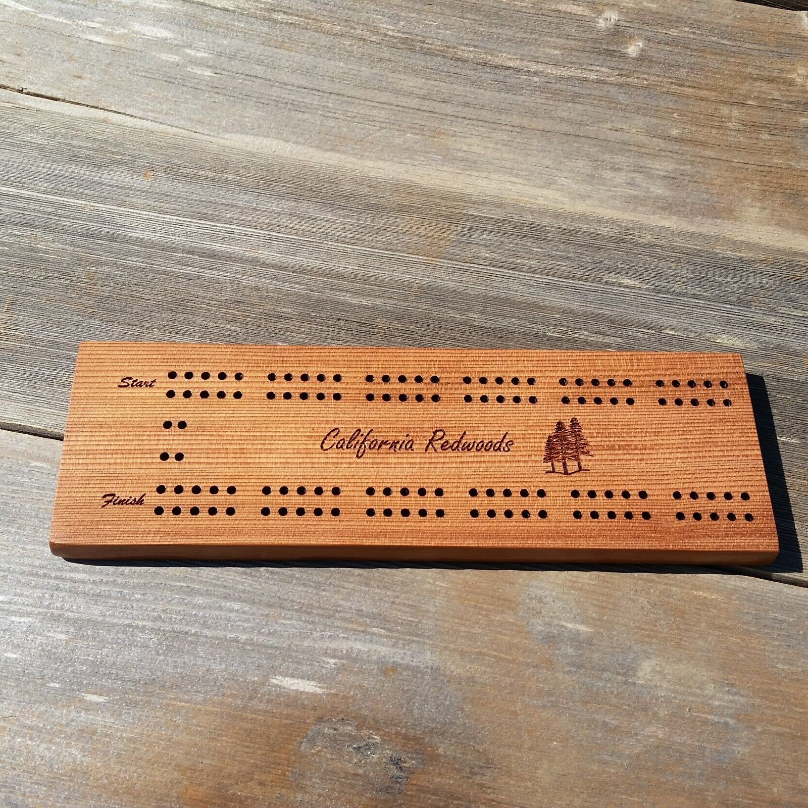 Cribbage Board Handmade Wood Engraved 2 Player California Redwood USA Card Game