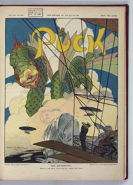 Photo:Puck Magazine Cover 1909 Airship Winged Serpent Frank Nankivell