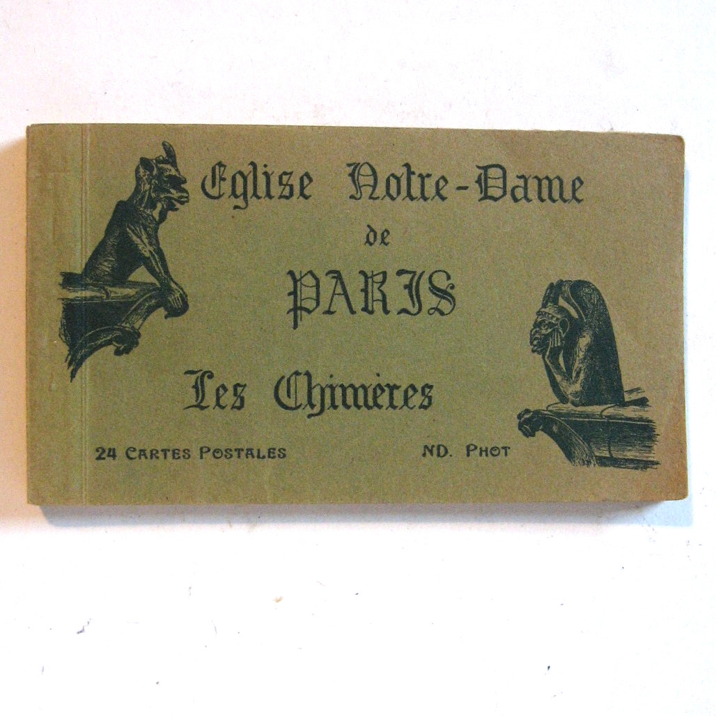 Antique Notre Dame Gargoyles 24 Post Card Book Souvenir Cathedral Paris France