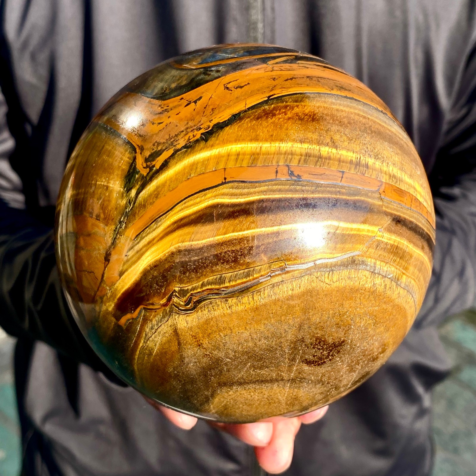 5.15LB Natural Tiger's eye stone quartz Sphere crystal ball rock Healing
