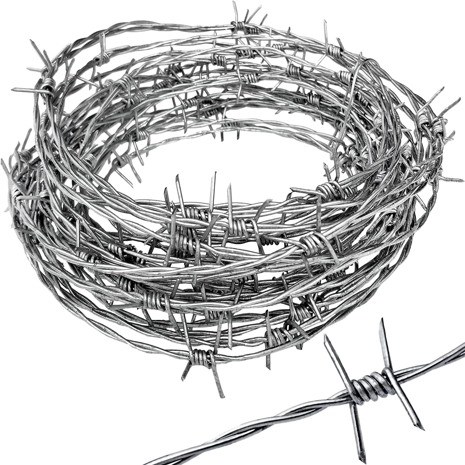 Real Barbed Wire 25Ft 18 Gauge - Great for Crafts Fences and Critter Deterrent Real Barbed Wire 25Ft 18 Gauge - Great for Crafts Fences and Critter Deterrent