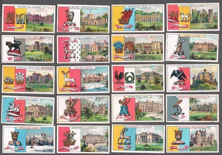 1910 JOHN PLAYER & SONS COUNTRY SEATS AND ARMS 3RD SERIES 50 TOBACCO CARD SET