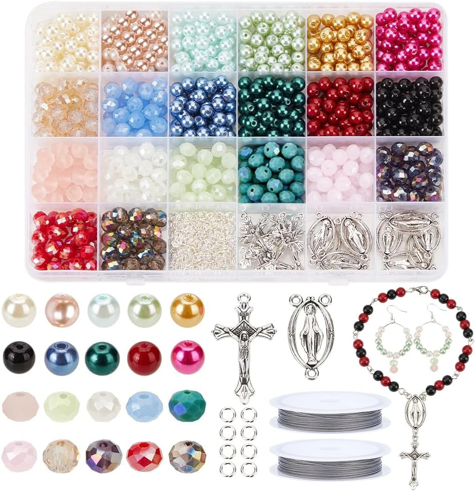 Rosary Making Kit 1120 Pcs Necklace Making Set Rosary Prayer Making Supplies Nec
