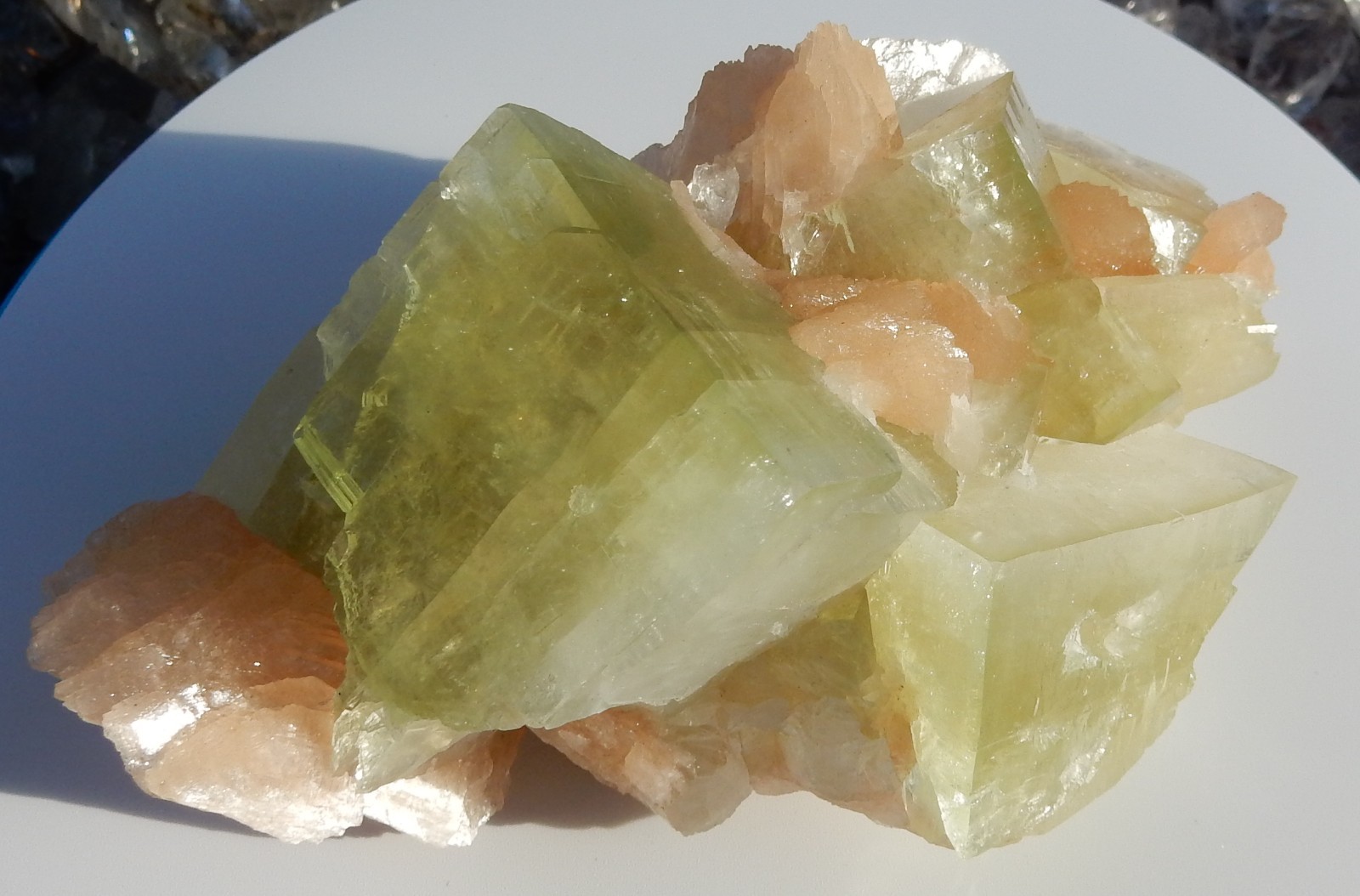 Gorgeous Candy-Apply Green Fluorapophyllite / Apophyllite with Pink Stilbite