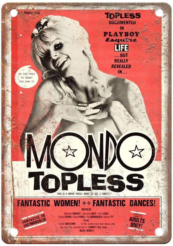 Mondo Topless Vintage Movie Poster Old Retro Look Metal Sign MP2972 Mondo Topless Vintage Movie Poster Old Retro Look Metal Sign MP2972