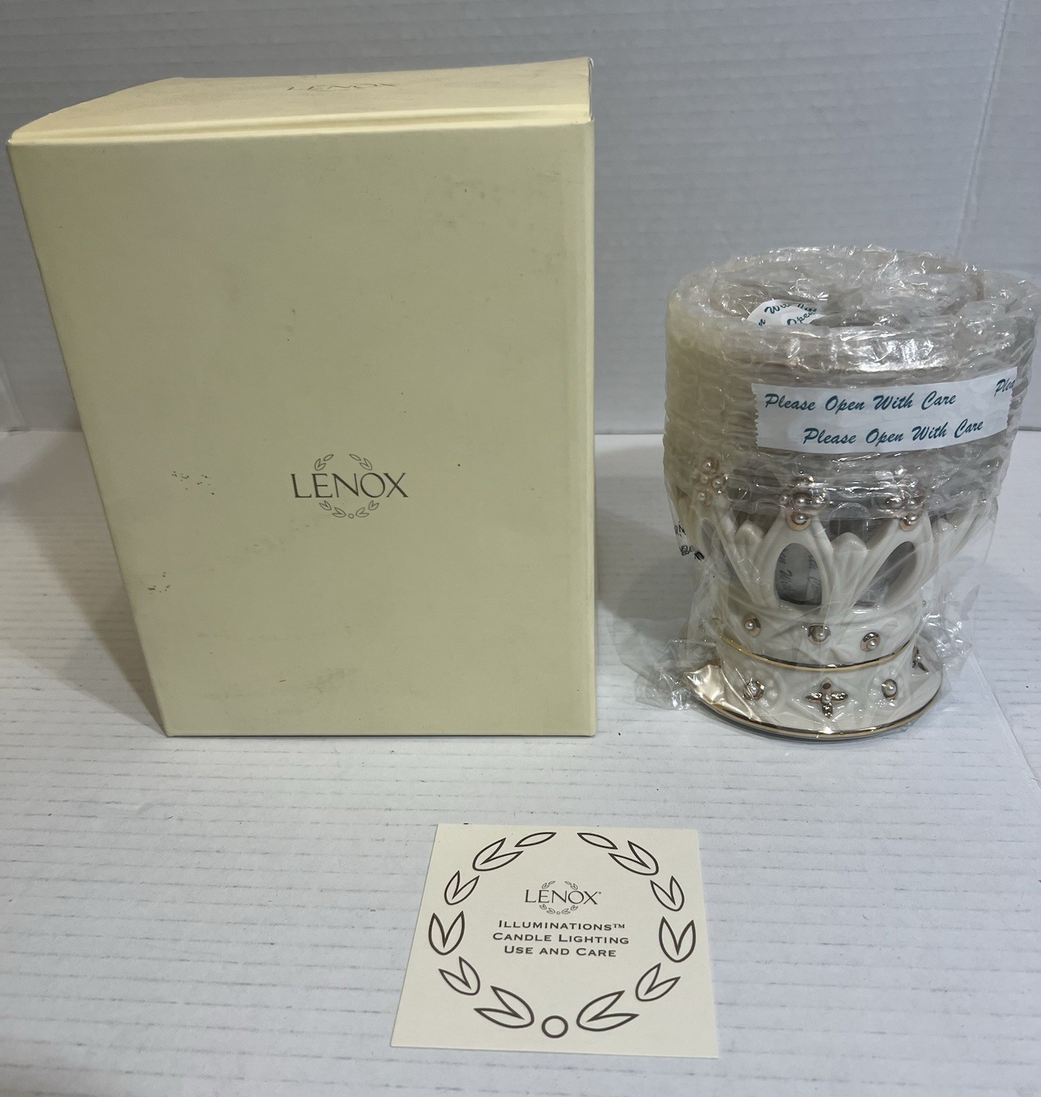 NEW Lenox Florentine & Pearl Arched Votive Candle Holder Ivory Gold Porcelain