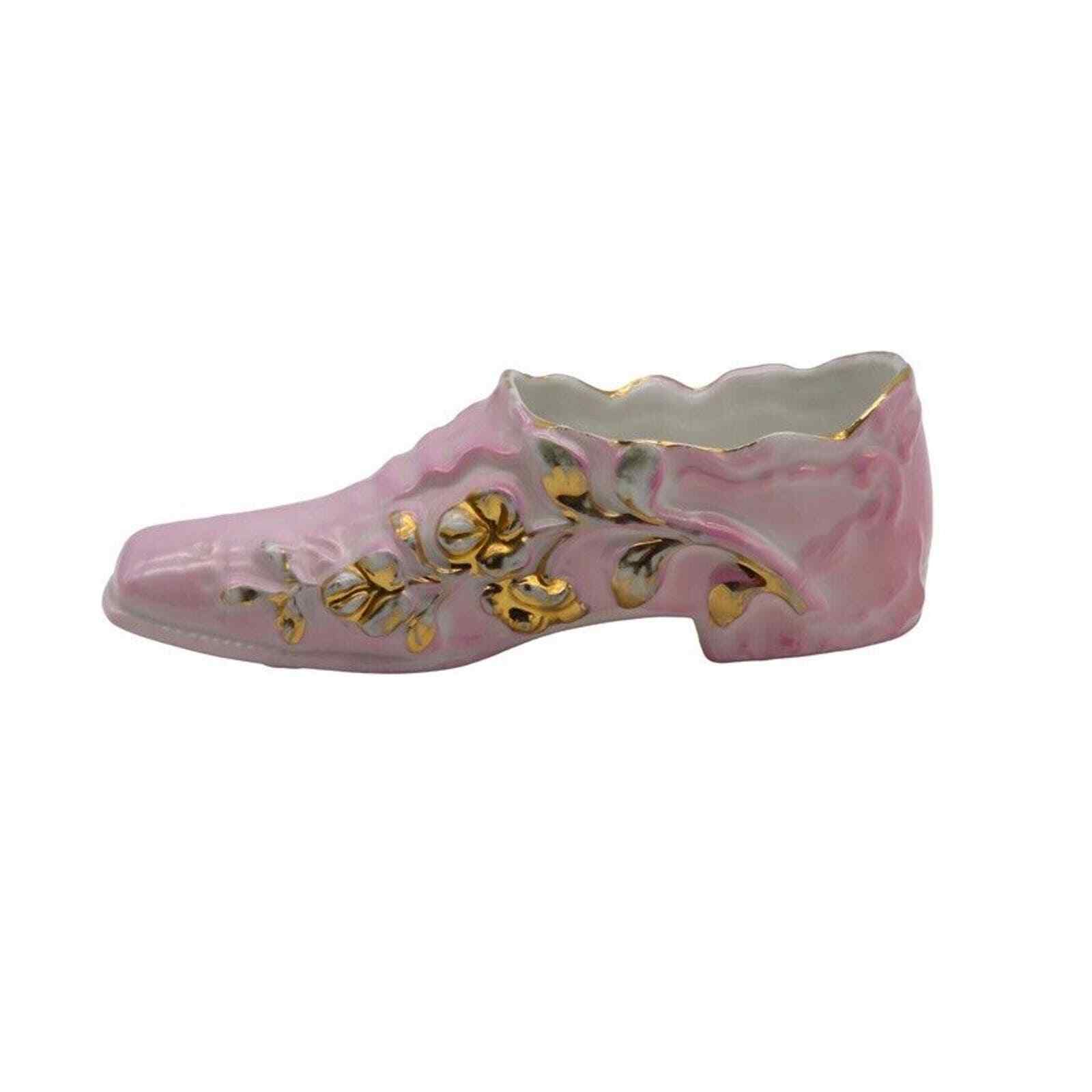 Vintage Porcelain Pink Gold Shoe Slipper