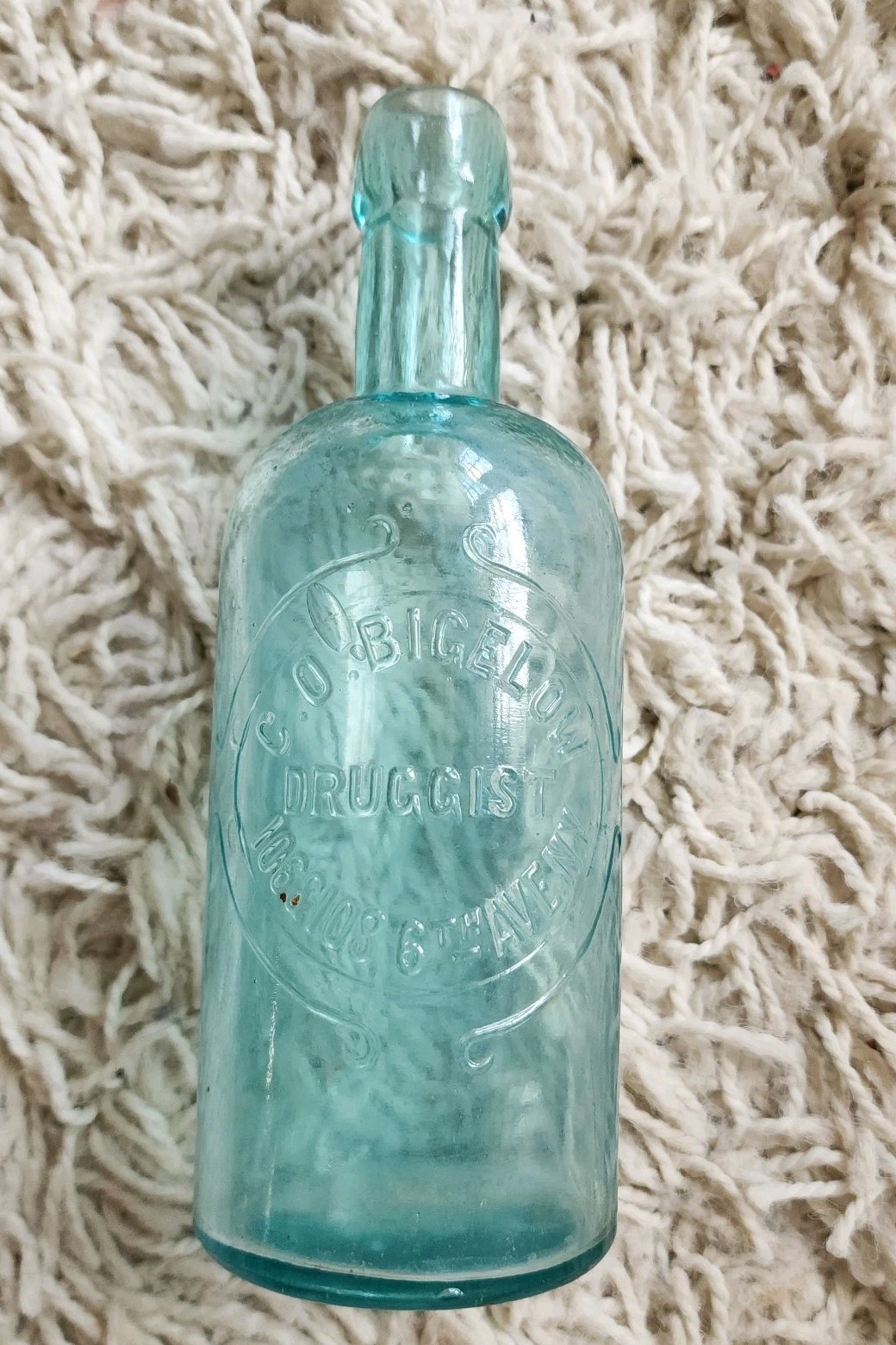 Rare C.O. Bigelow Druggist 106 108 6th Ave. NYC Bottle