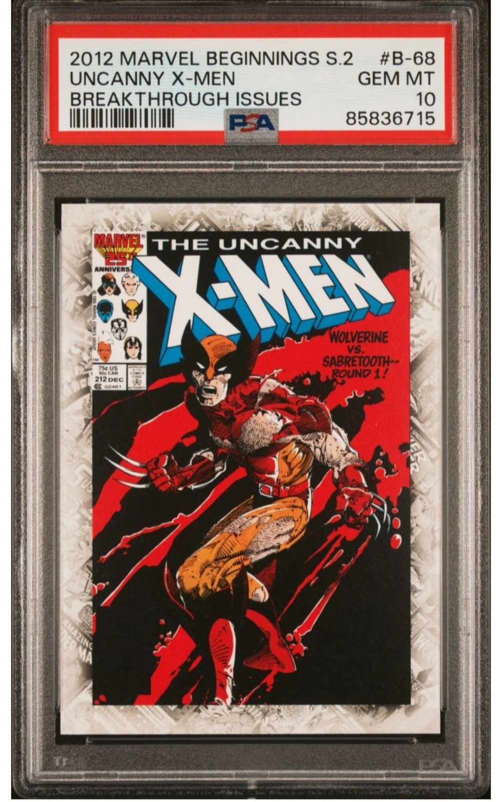 2012 Marvel Beginnings X-Men #B-68 PSA 10 GEM MINT Wolverine vs Sabretooth