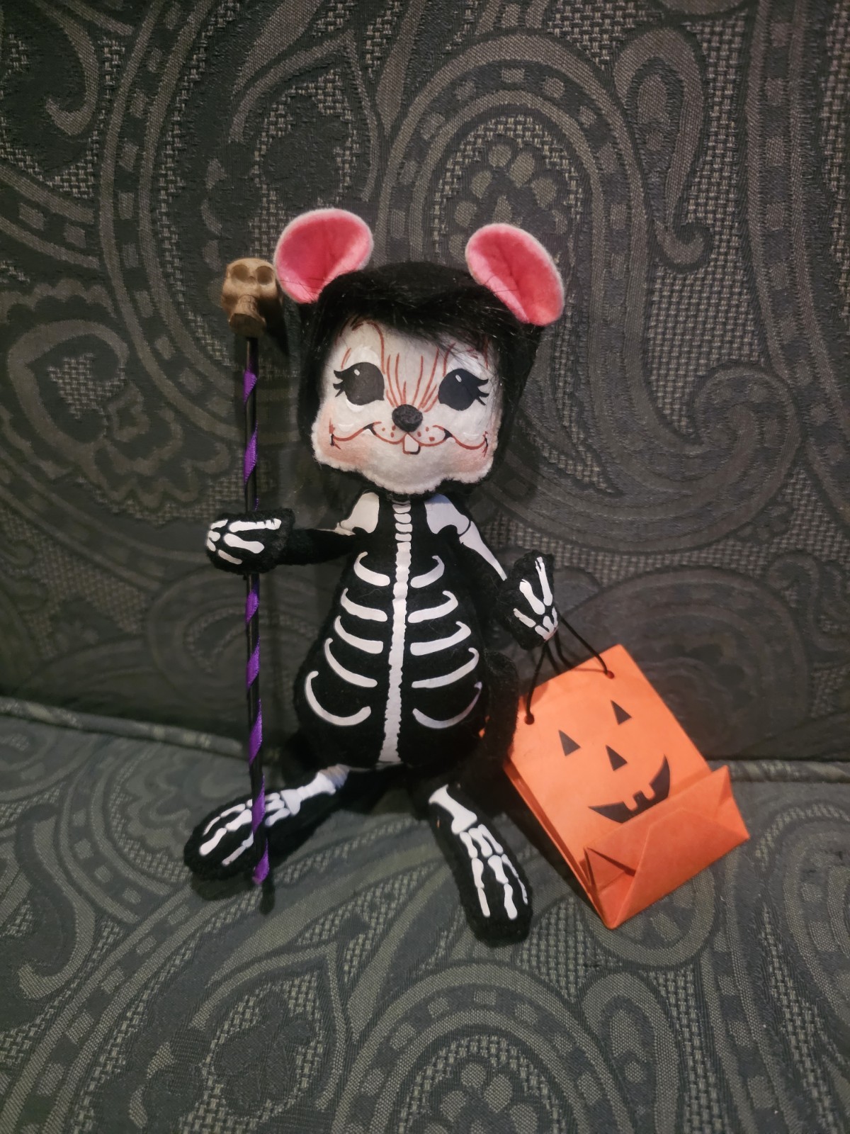 Annalee 2014 6in Halloween Skeleton Mouse Fabric Figurine