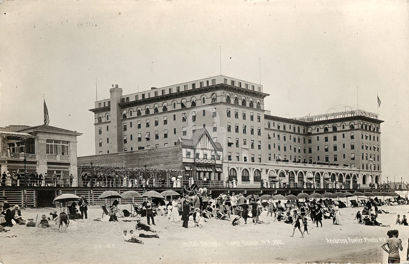 Hotel Nassau Long Beach NY New York 1 1911 RPPC Photo Postcard COPY