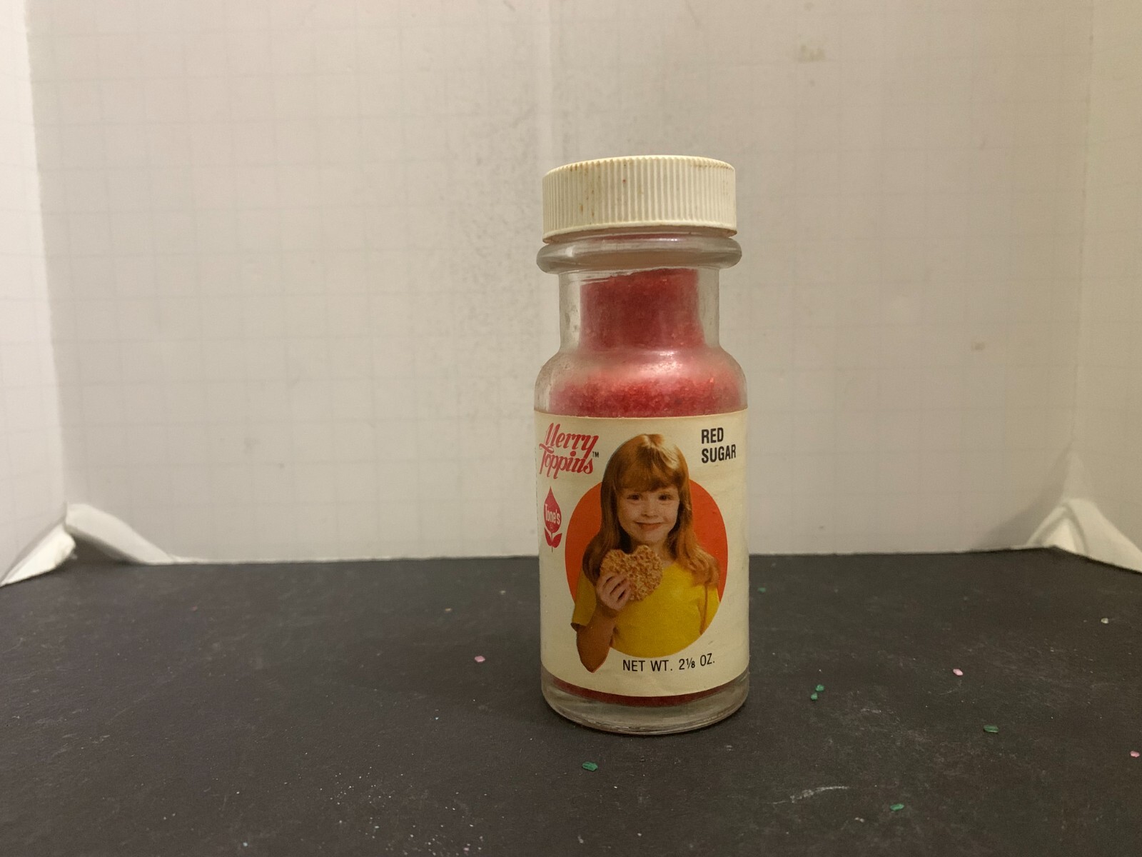 Vintage Tone\'s Merry Toppings Red Sugar Crystals Glass Bottle