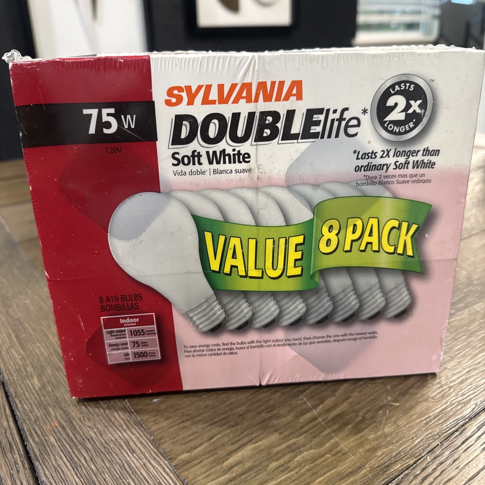 8 Pack Sylvania 75W Soft White Double Life A19 Light Bulbs NEW SEALED