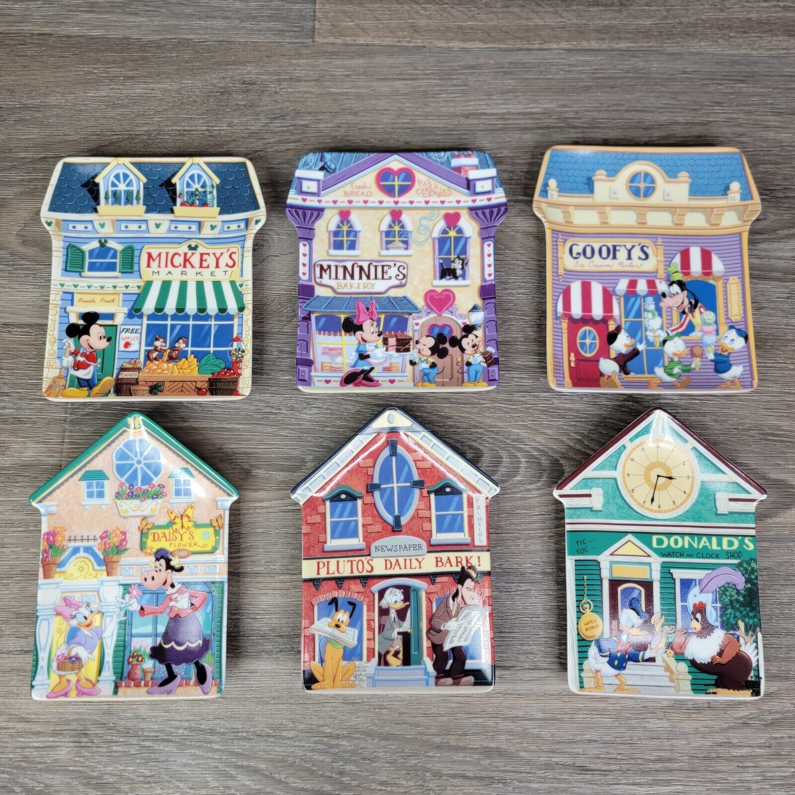 Disney Mickey's Village Bradford Exchange Collectors Plates Set Of 6 Complete 