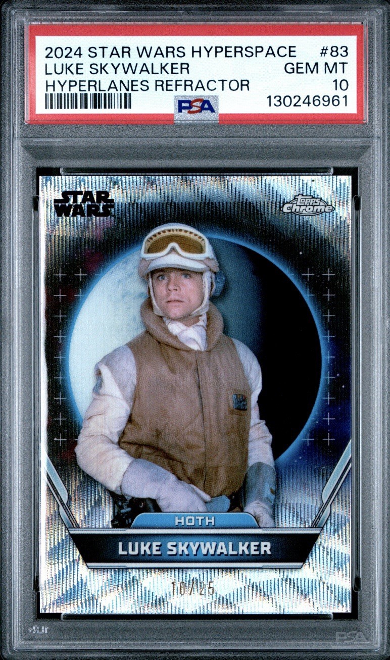 2024 Topps Chrome Star Wars Hyperspace Luke Skywalker Refractor /25 PSA 10 POP 2 2024 Topps Chrome Star Wars Hyperspace Luke Skywalker Refractor /25 PSA 10 POP 2