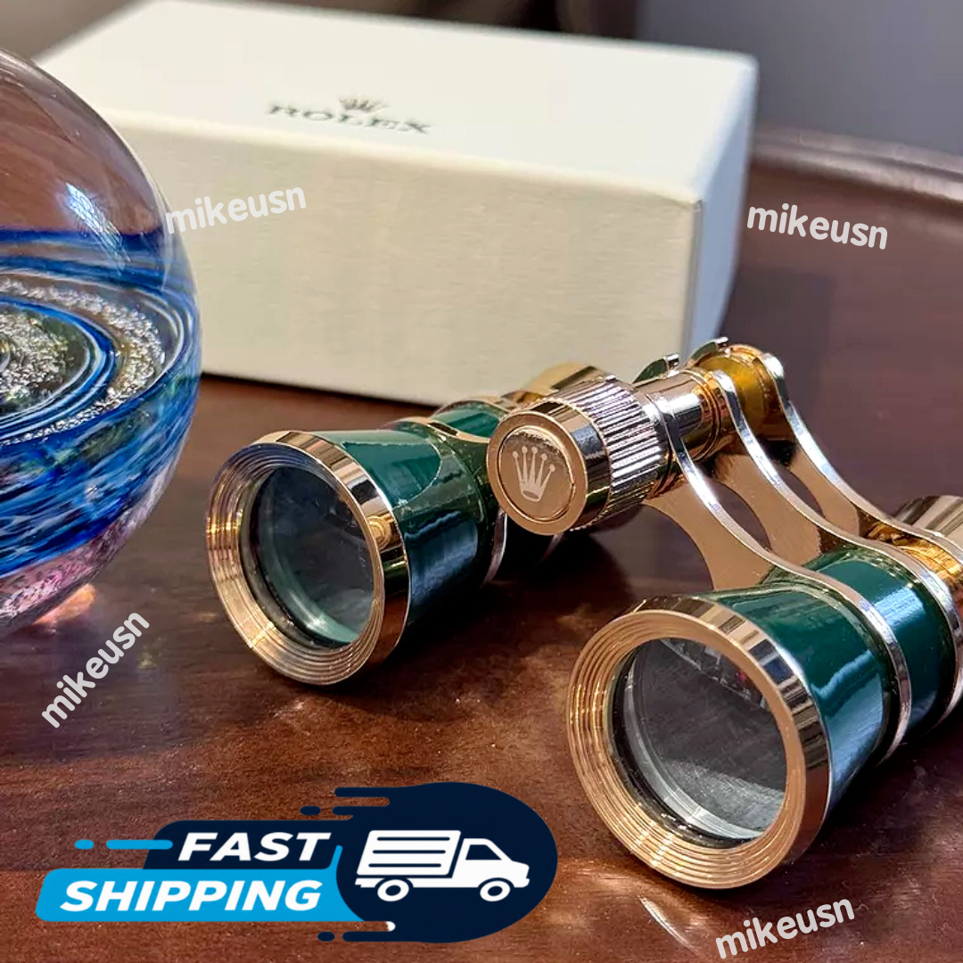 Rolex Green Gold Lacquer Engraved Opera Binoculars AD Gift Rare Collectible