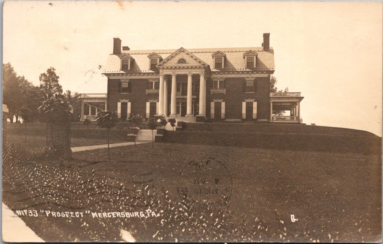 RPPC The Prospect, now Mercersburg Inn, Mercersburg PA c1914  Postcard C99