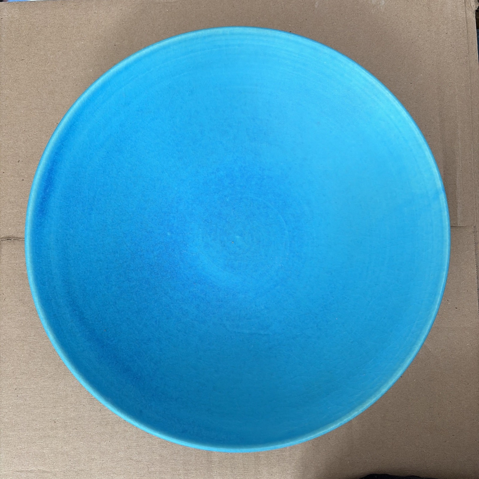 Shigaraki yaki Toruco Turquoise Blue Japanese Pottery Unique Large Shallow Bowl 