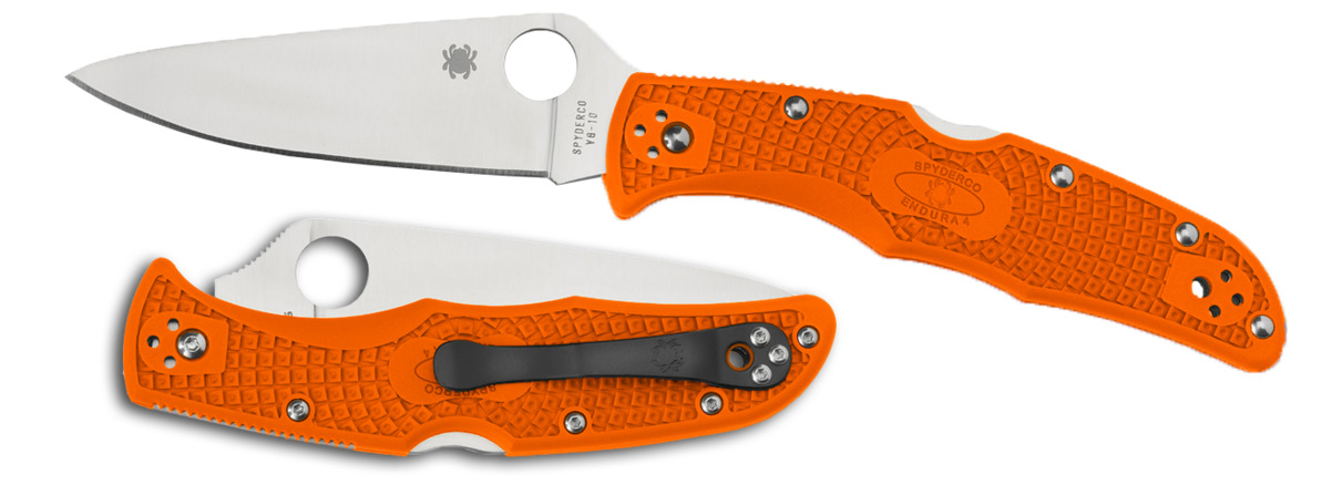 Spyderco Knives Endura 4 Lockback Orange VG-10 Stainless C10FPOR Pocket Knife