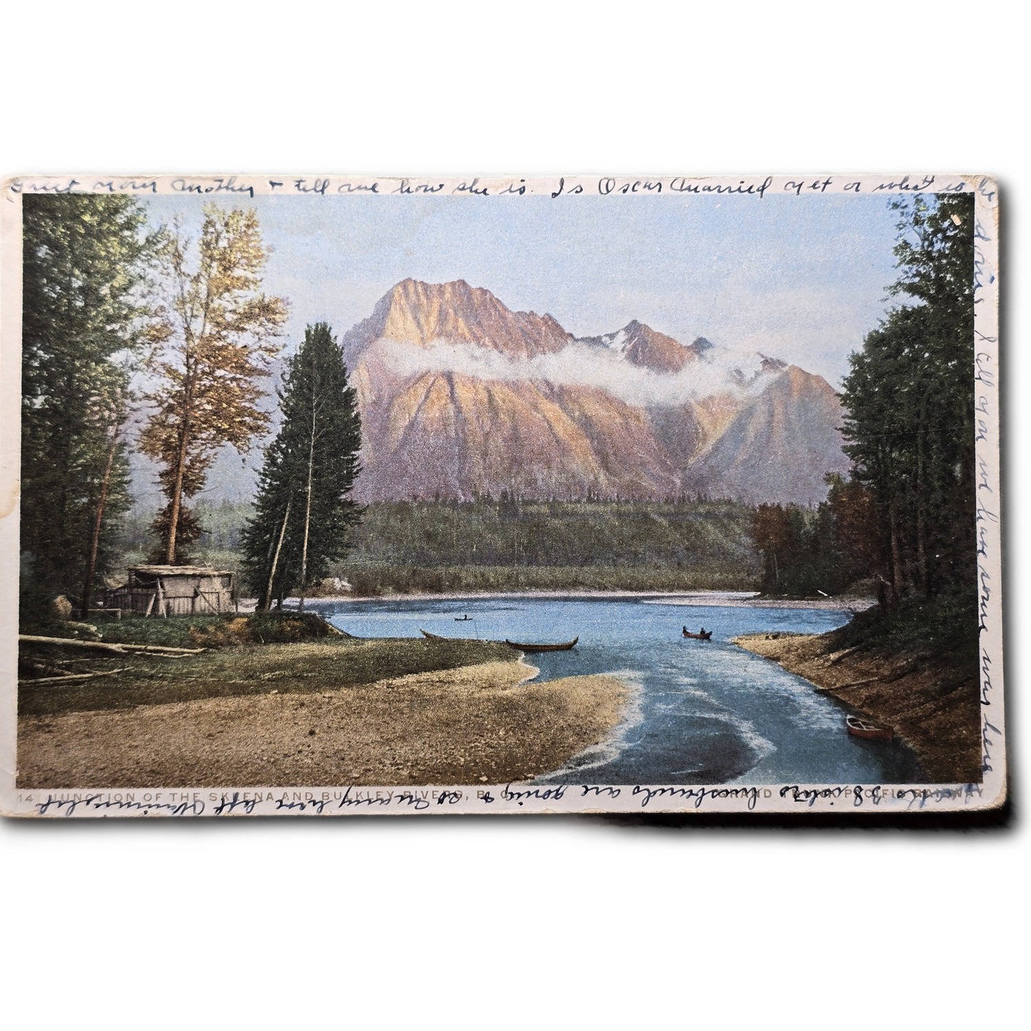 Postcard Junction of the Skeena and Bulkley Rivers British Columbia 1916 H596
