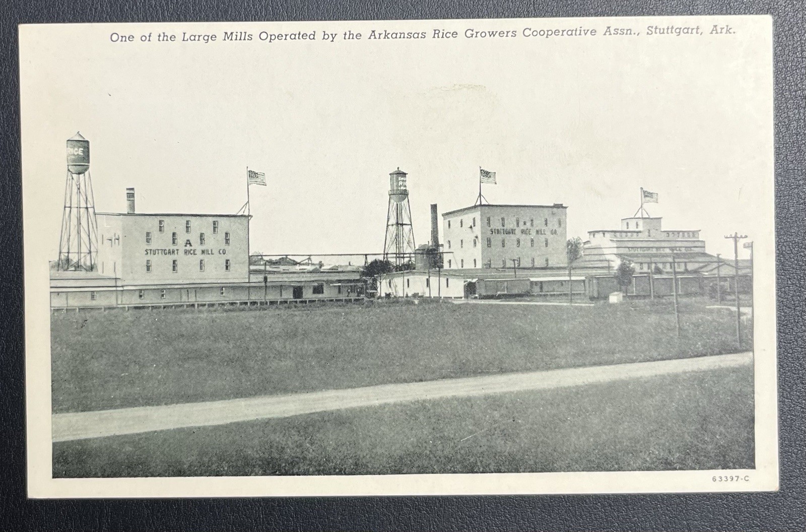 Large Mills Arkansas Rice Growers Cooperative Stuttgart Arkansas Photo Postcard