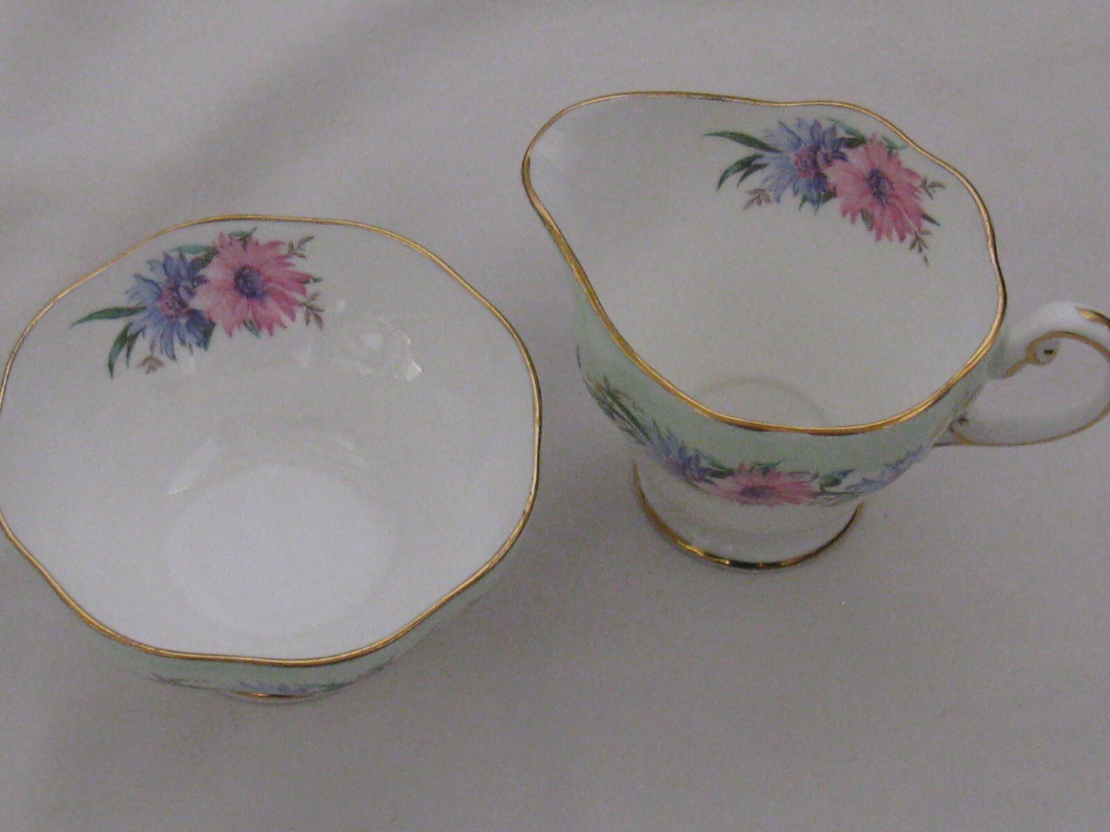 FOLEY BONE CHINA, EB 1850, CREAMER & SUGAR SET CORNFLOWER EXCELLENT FOLEY BONE CHINA, EB 1850, CREAMER & SUGAR SET CORNFLOWER EXCELLENT
