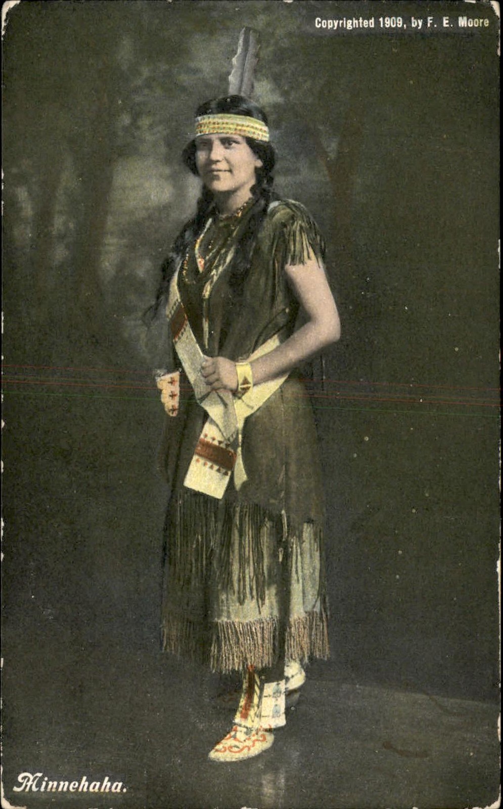 Native American woman in regalia Community Lodge c1909 Vintage Postcard