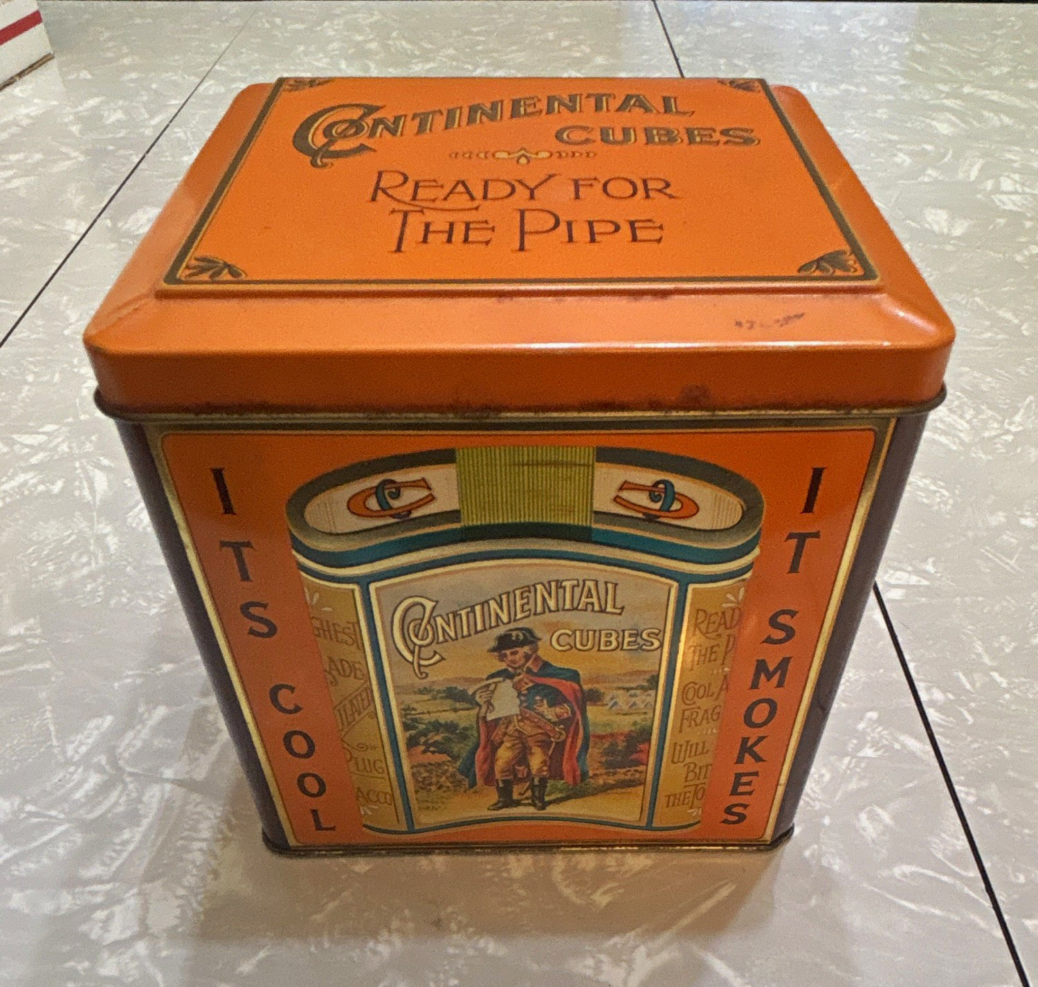 Continental Cubes Vintage Pipe Tobacco Tin Can \