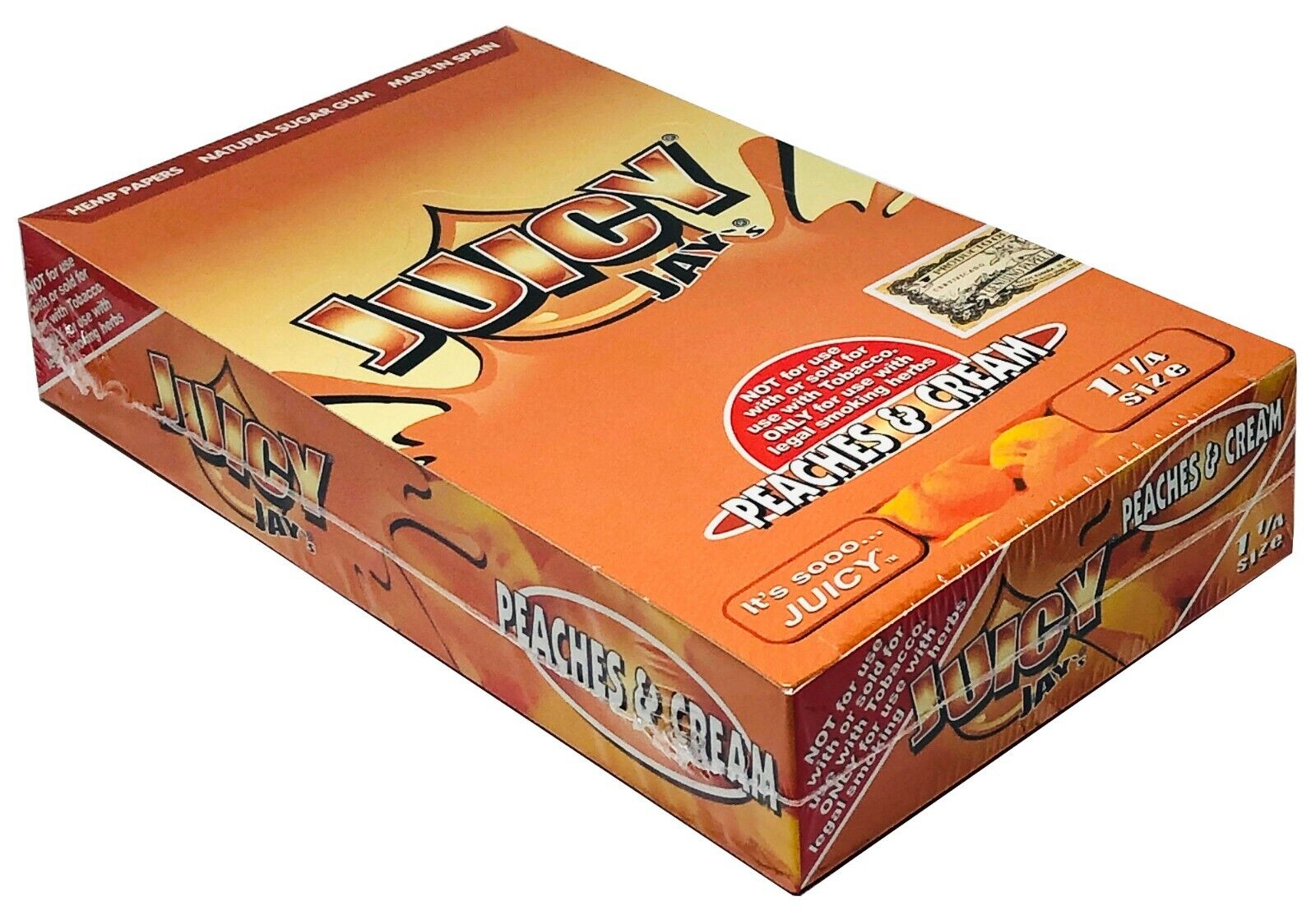 Juicy Jay's Peaches & Cream Flavored Rolling Papers 1.25 Box of 24