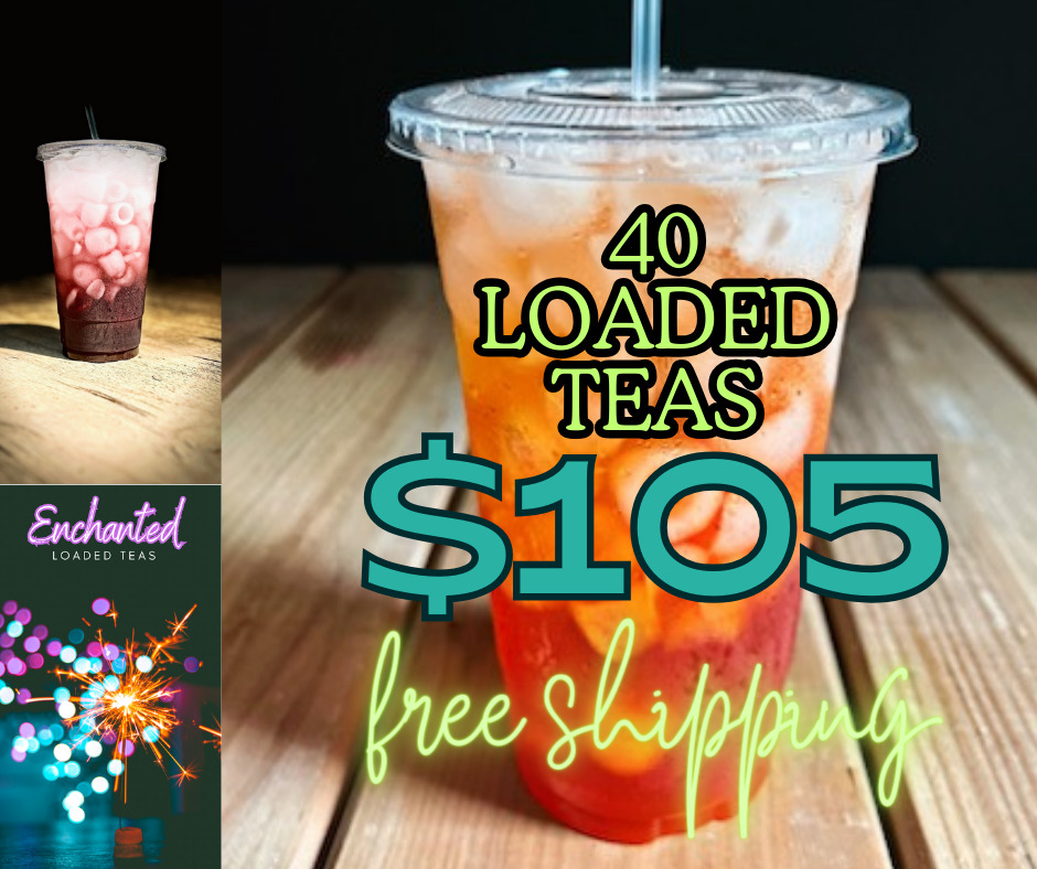 Loaded Tea Kit BULK PACK OF 40 Flavored Sugar Free Caffeinated Energy Drink