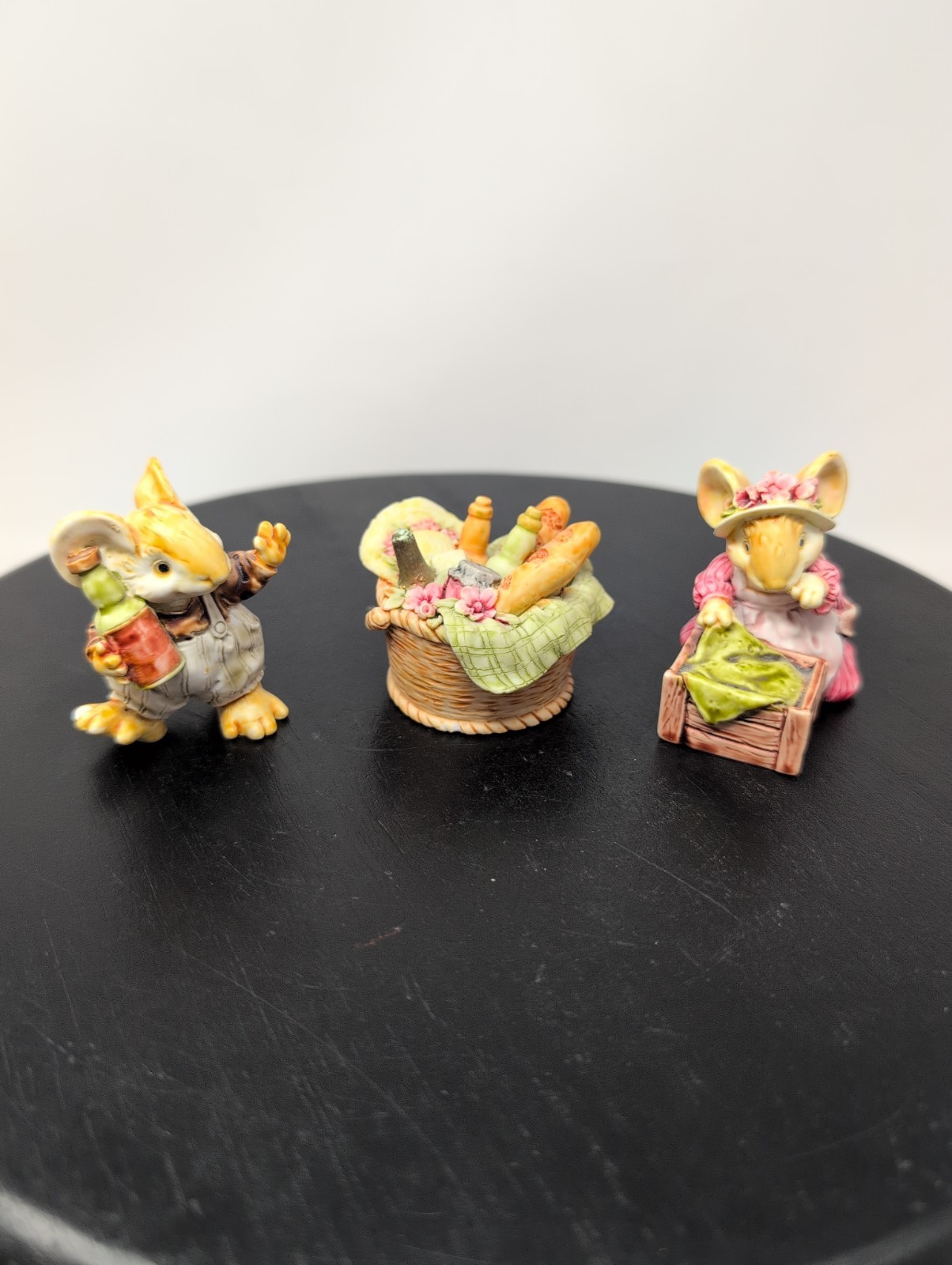 Vintage 1991 Ganz Little Cheesers Mouse Picnic Figurines Lot of 3 Read Desc