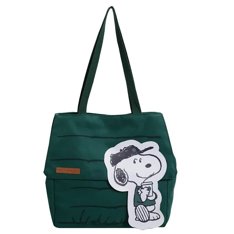 Starbucks x Snoopy Large-Capacity Tote Bag – Stylish Comic & House Prints - USA
