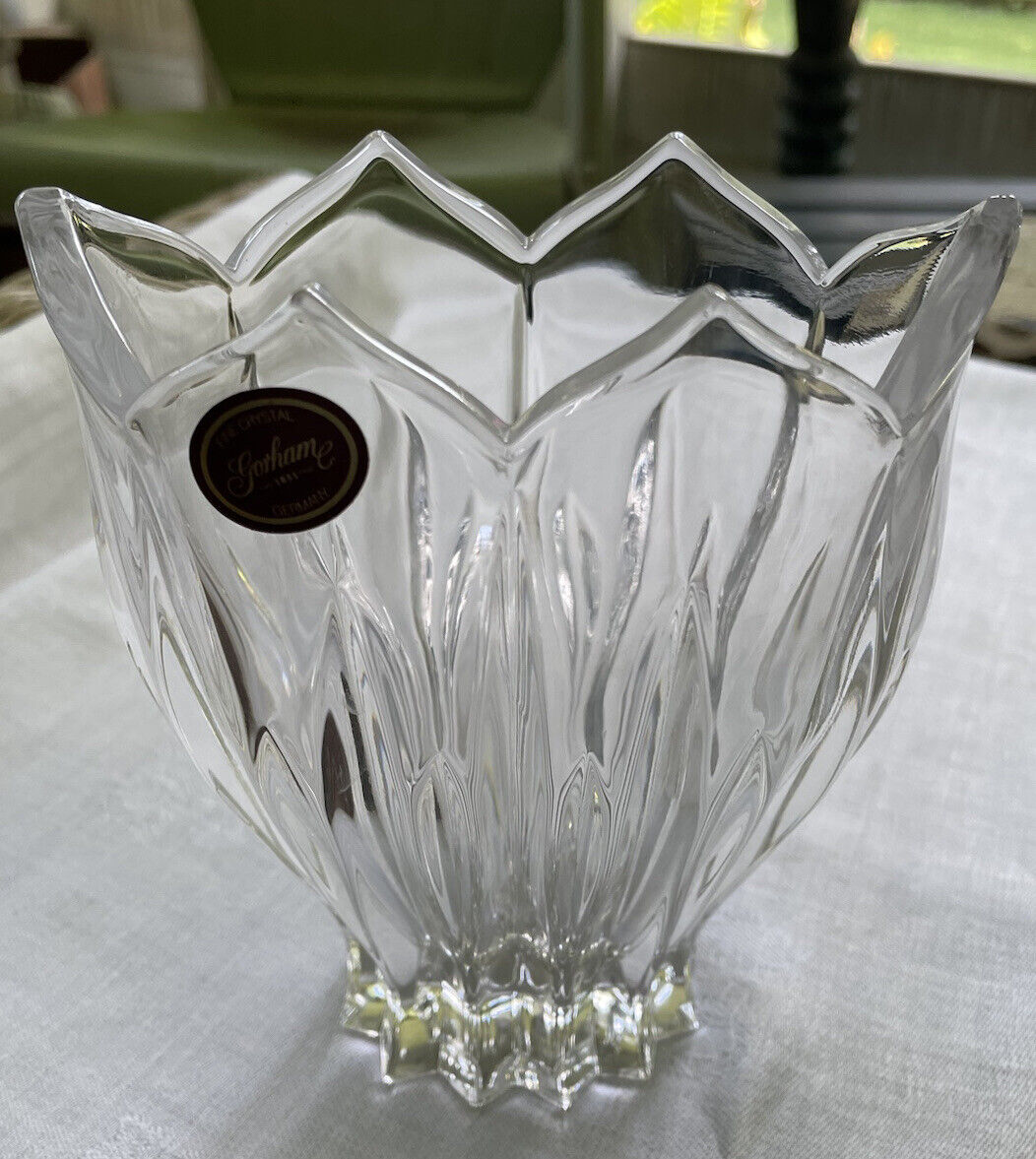 Gorham Heavy Leaded Fine Crystal Vase (Germany) Lotus/Tulip