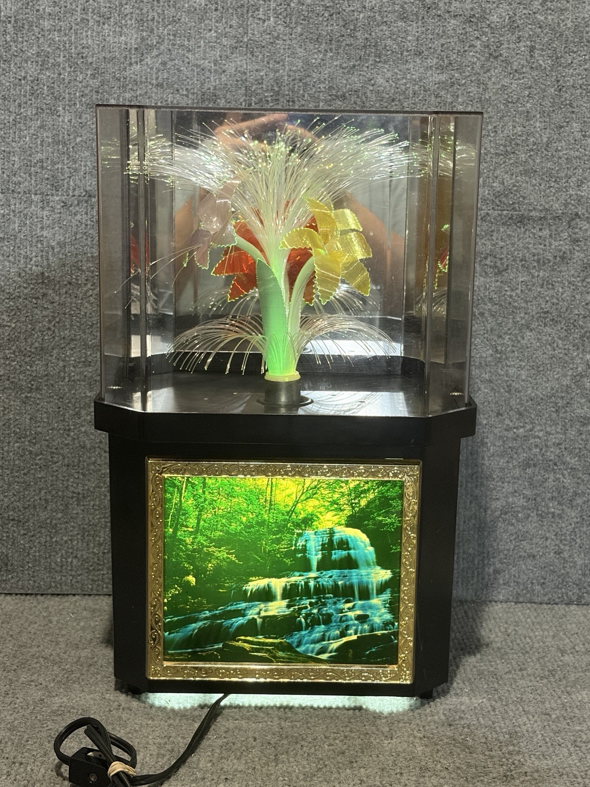 Vintage Fiber Optic Waterfall Motion Lamp Light Forest Scenery Flower Tested Vintage Fiber Optic Waterfall Motion Lamp Light Forest Scenery Flower Tested