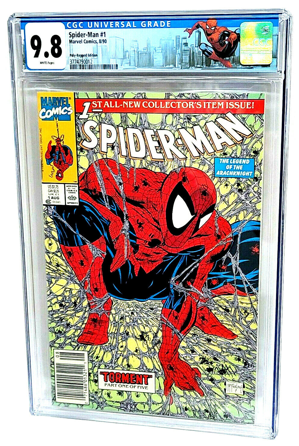 Spider-Man #1 CGC 9.8 Newsstand UPC (1990) McFarlane Rare Poly-Bagged Edition