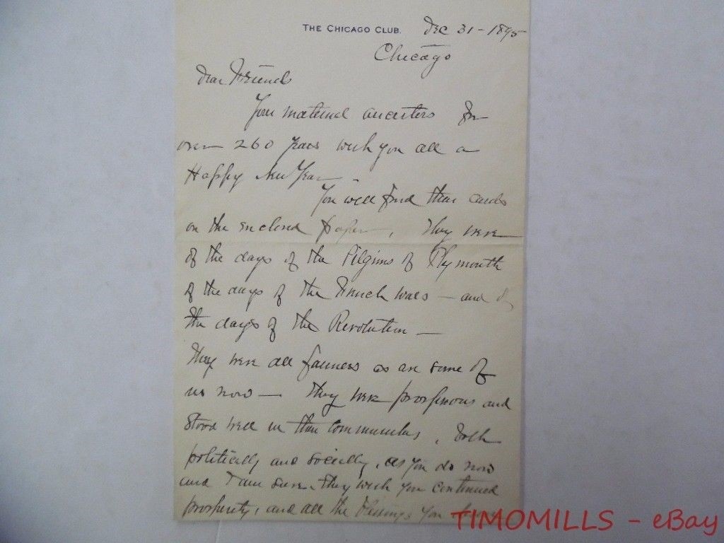 1895 Robert Hull Fleming Autograph Letter Signed ALS Chicago Club Gilded Age VG