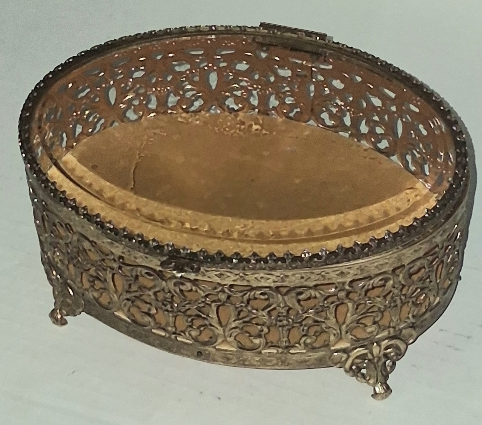 Vintage 1950\'s Matson Hollywood Regency ormolu metal jewelry box
