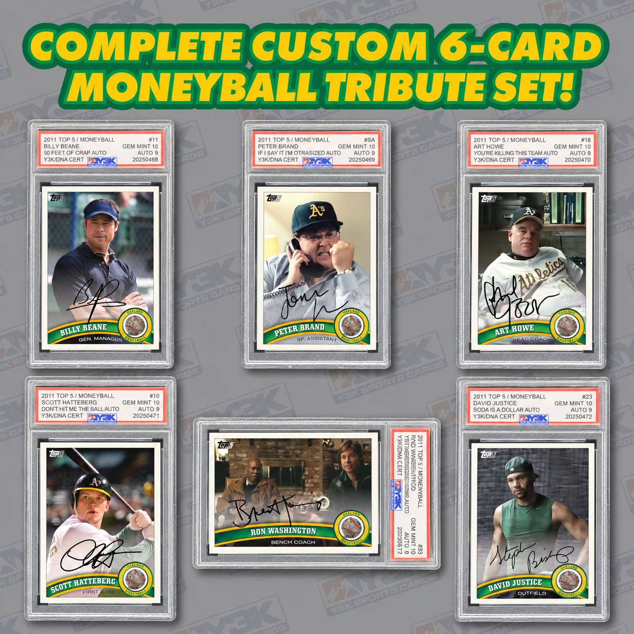 2011 Topps » Moneyball 💰» Custom Movie Tribute Card COMPLETE SLABBED SET
