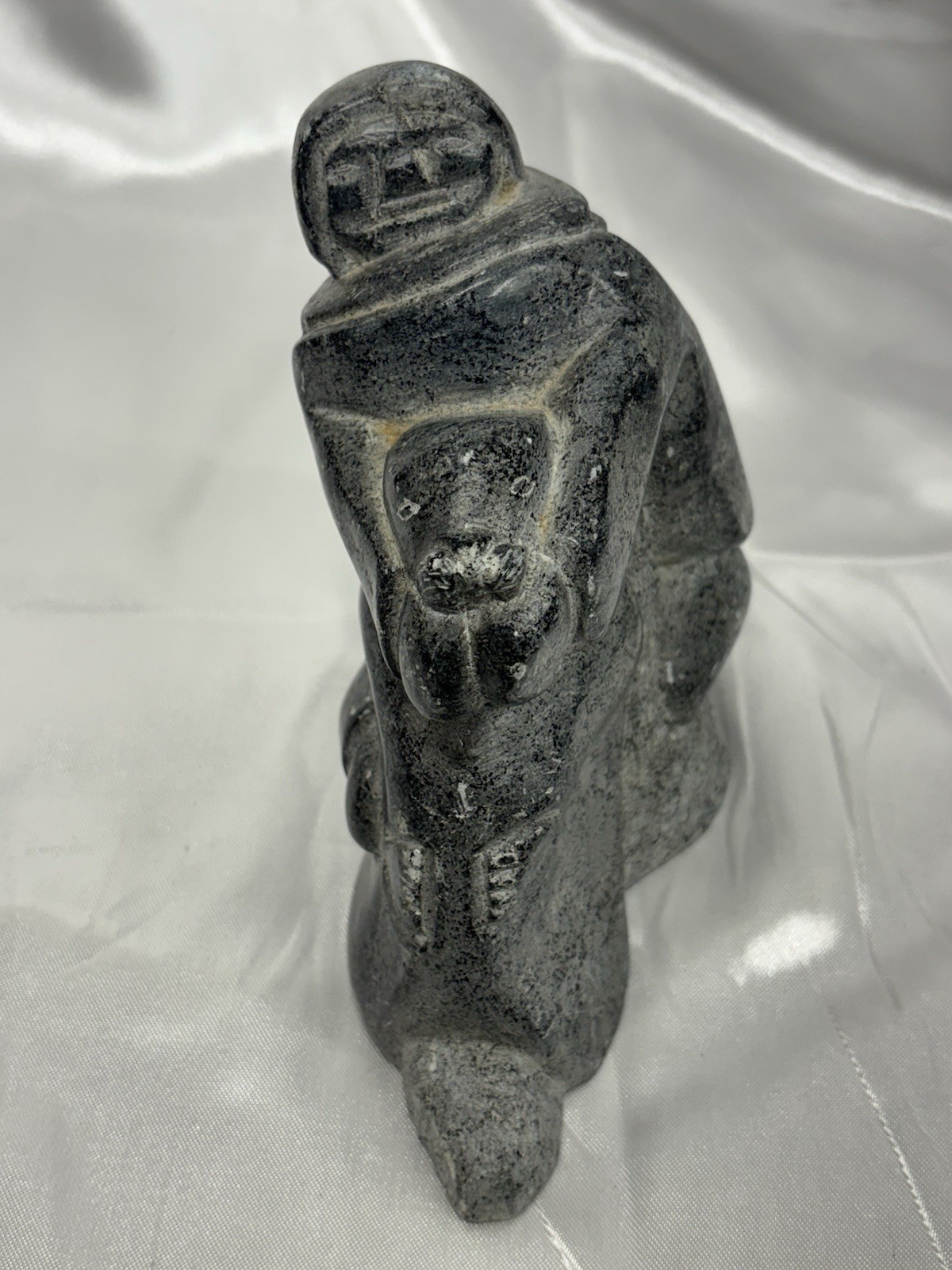 Vintage Jimmy Arnamissak Inuit Carving Sculpture Man with Seal Soapstone 3lbs