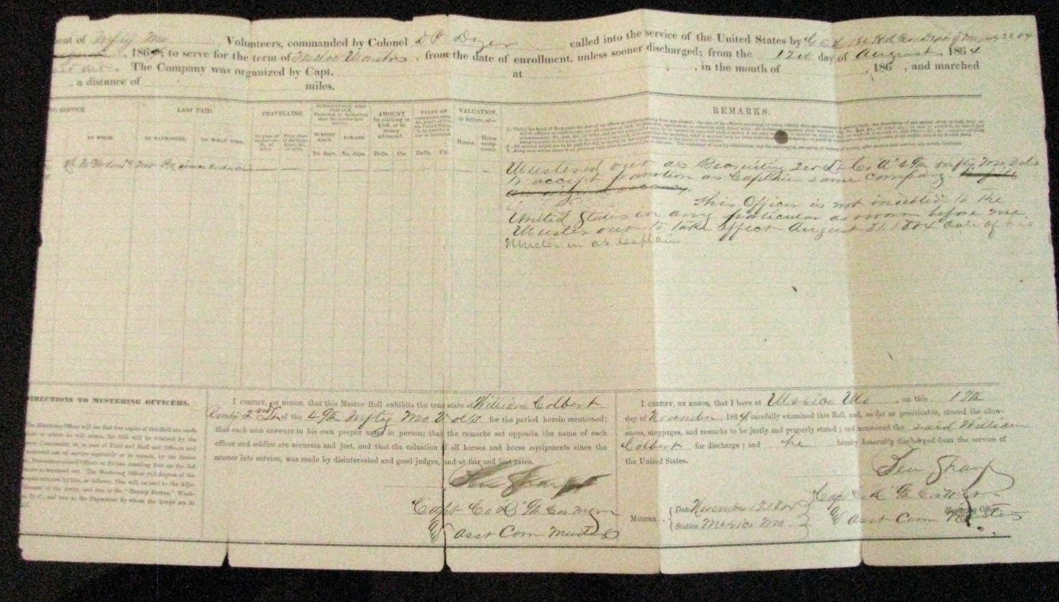 CIVIL WAR MISSOURI 9TH MISSOURI CAVALRY SIGNED  UNION MUSTER OUT ROLL 1865