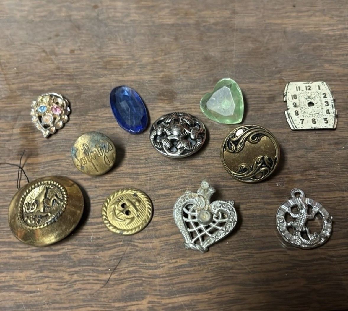 vintage/antique Buttons, Charms, Watch Face