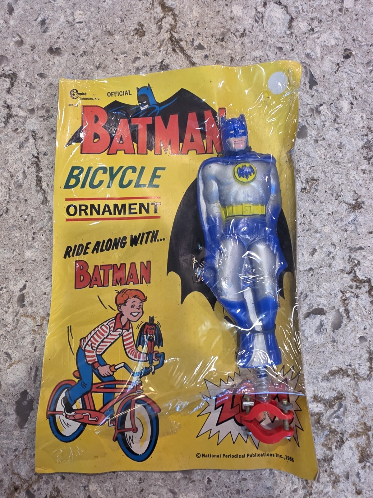 1960s Vint Batman Bicycle Ornament Empire Card NOS Adam West TV Series Bike Toy