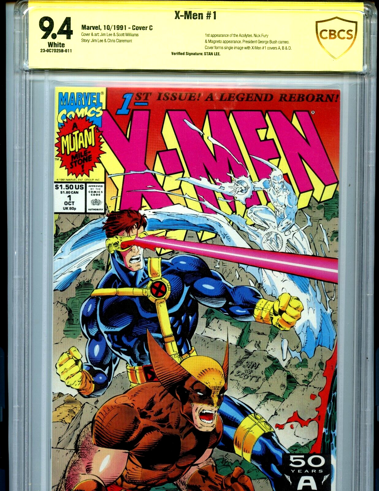 X-Men #1 C CBCS 9.4 NM  VSP BGS Verified Stan Lee Signature Yellow Label Marvel