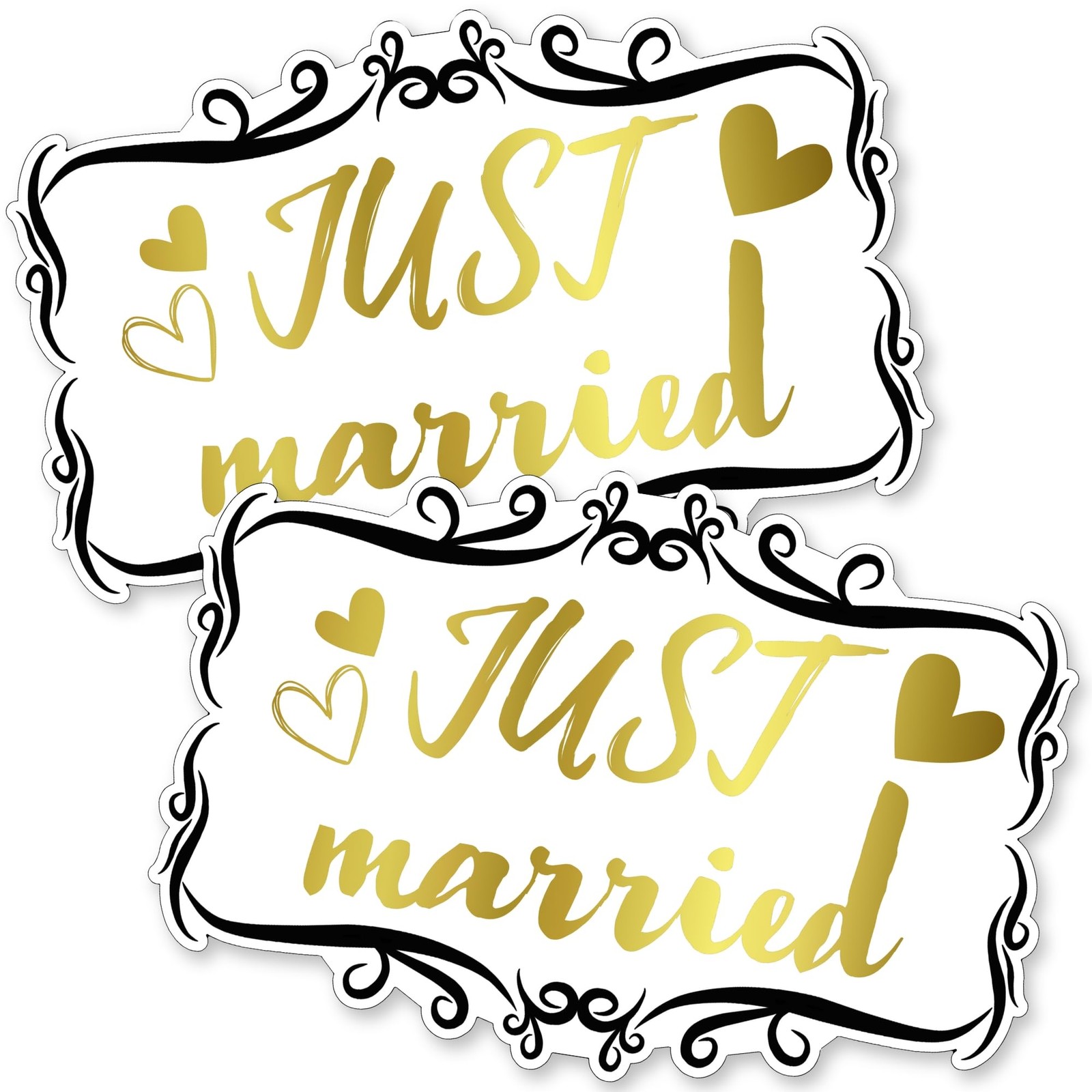 2 Pack Decorative Car Magnet Just Married 14x9.5 Inch Auto Decor Accessory